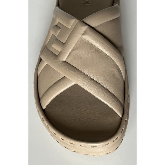 NIB $895 Fendi Men\'s FF Calf Leather Slide Sandals Beige 9 US/8 UK 7X1501 IT main image 11
